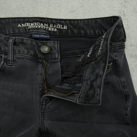 American Eagle Jeans Women's Size 8R Gray Super Low Jegging 26" Inseam Destroyed - Picture 3 of 16